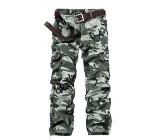 Men's Casual Cargo Pants Multi-Pocket Thick Washed Camouflage Military Work Trousers (Color: 1, size: 34)