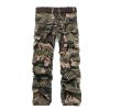 Men's Casual Cargo Pants Multi-Pocket Thick Washed Camouflage Military Work Trousers