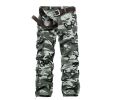 Men's Casual Cargo Pants Multi-Pocket Thick Washed Camouflage Military Work Trousers