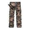 Men's Casual Cargo Pants Multi-Pocket Thick Washed Camouflage Military Work Trousers